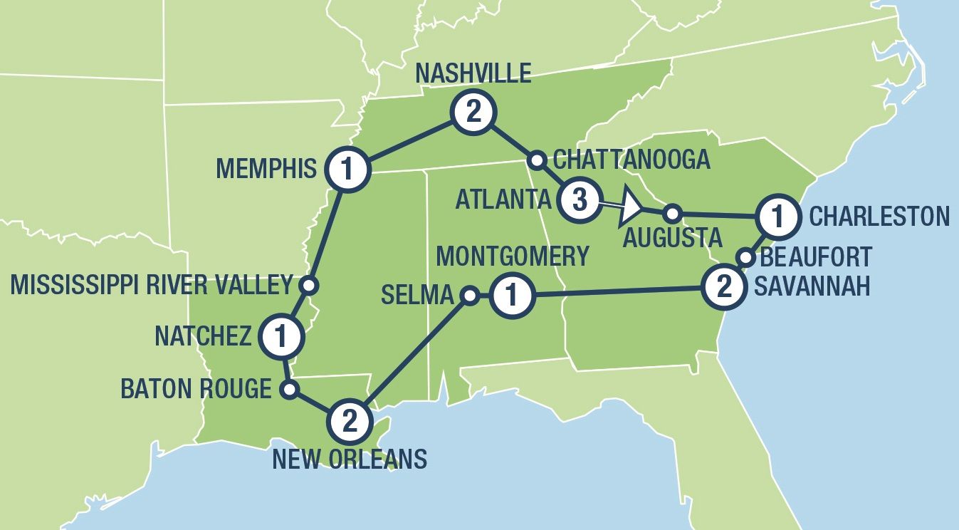 tours of usa southern states